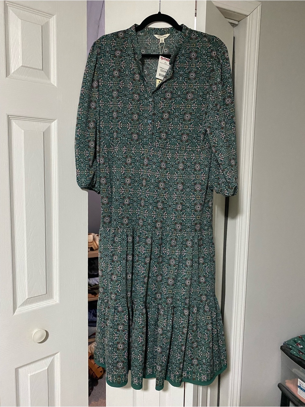 Max Studio Teal Printed Midi Dress